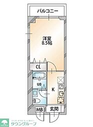 KDXレジデンス溝の口 1Kの間取図画像