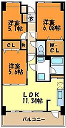 グランベリー宮崎 3LDKの間取図画像
