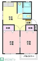 栄里第2マンション 2DKの間取図画像