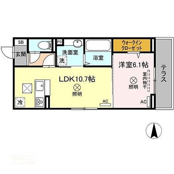 ベイ　ブランシェ奥田 103｜岡山県岡山市北区奥田2丁目(賃貸アパート1LDK・1階・41.95㎡)の写真 その2