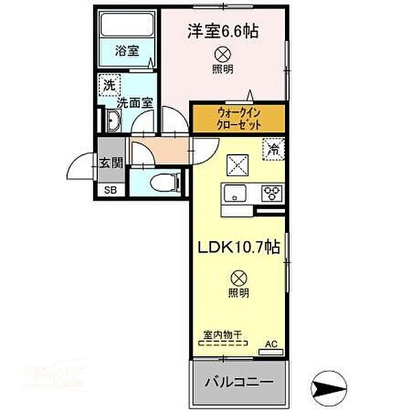 クレールD棟 101｜岡山県岡山市北区大安寺東町(賃貸アパート1LDK・1階・42.95㎡)の写真 その2