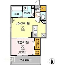 D-room大元駅前 205 ｜ 岡山県岡山市北区大元駅前（賃貸アパート1LDK・2階・40.28㎡） その2