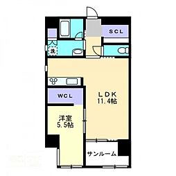 ハアラン内山下 1LDKの間取図画像