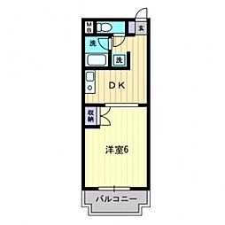 アルファ東古松2 1DKの間取図画像