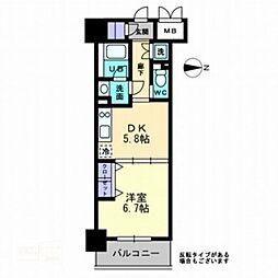 アルファレガロ西古松 1DKの間取図画像