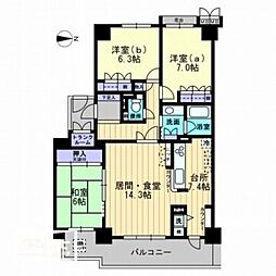 サーパスシティ大供 3LDKの間取図画像