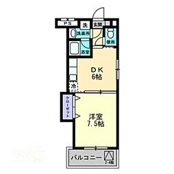 ピュアベルデ医大南 1DKの間取図画像