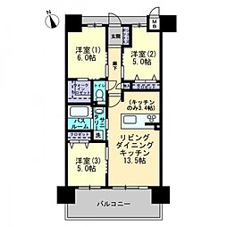 アルファライフ岡大医学部前 3LDKの間取図画像
