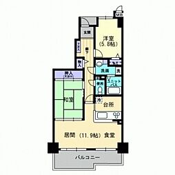 サーパス北新保 2LDKの間取図画像