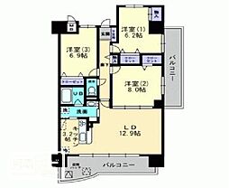 クレール西市 3LDKの間取図画像