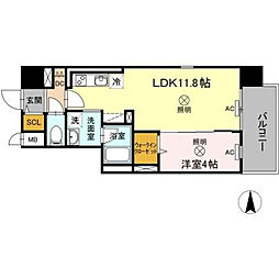 TWINTOWERSAZUKI 1LDKの間取図画像