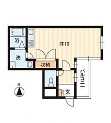 プティハイム本町 1Kの間取図画像