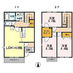 リースランド今A棟 3LDKの間取図画像