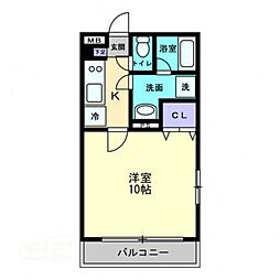 PureBliss中仙道 1Kの間取図画像