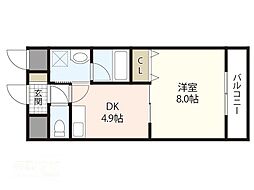 アンブシュール京橋 1DKの間取図画像