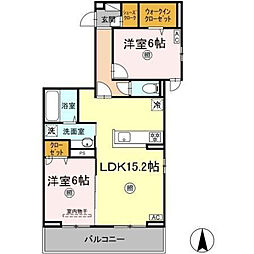 アルモギオーネ 2LDKの間取図画像