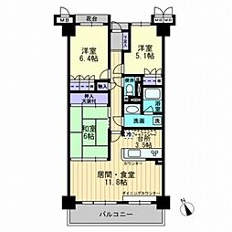 サーパスシティ大供 3LDKの間取図画像