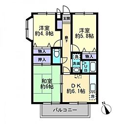 フォブール長船 3DKの間取図画像