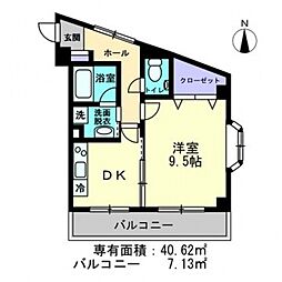ハートフル医大南 1DKの間取図画像