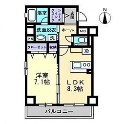 ハートフル医大西 1LDKの間取図画像
