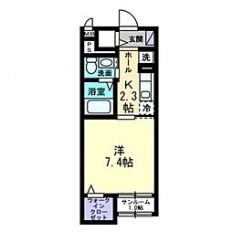 サンリット2 1Kの間取図画像