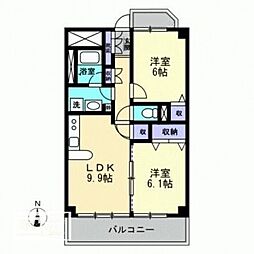 カーサフィオーレ西市駅前 2LDKの間取図画像