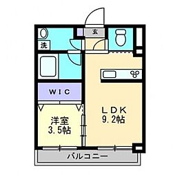 スカイガーデン春日町 1LDKの間取図画像