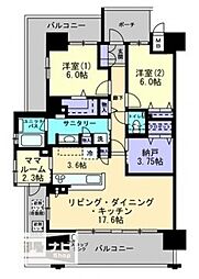 アルファステイツ倉敷鶴形2 2SLDKの間取図画像