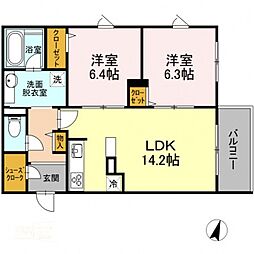 ShallowGardenA 2LDKの間取図画像