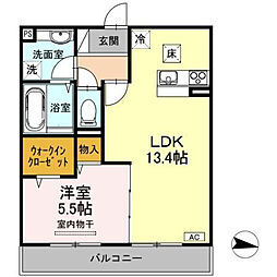 フィロスA 1LDKの間取図画像