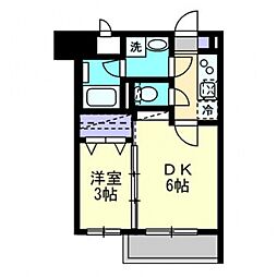 LeCube駅前町 1DKの間取図画像