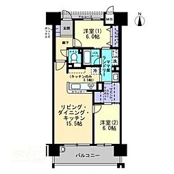 アルファステイツ倉敷阿知 2LDKの間取図画像