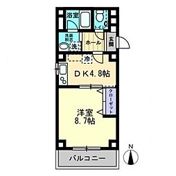 ハートフル医大南 1DKの間取図画像