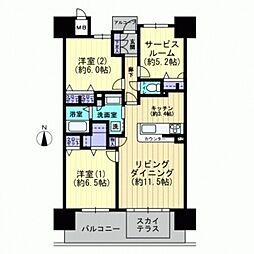 ロイヤルガーデン野田公園 2SLDKの間取図画像