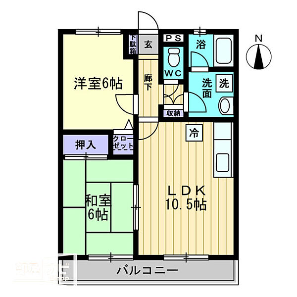 グレースハタオカ 103｜香川県高松市上天神町(賃貸マンション2LDK・1階・53.56㎡)の写真 その2