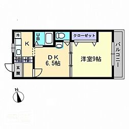 宮脇第8マンション 1DKの間取図画像