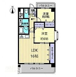 クリスタルパレス 2LDKの間取図画像