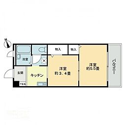 フィネス中屋敷 2Kの間取図画像