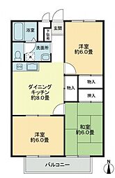 フォブール大高A 3DKの間取図画像