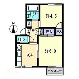 ラッフルズエレガンス 2DKの間取図画像