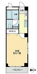 フォブール21A 1Kの間取図画像