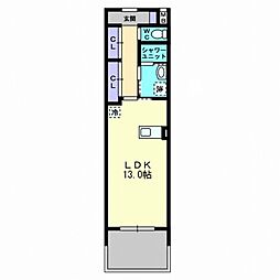 リンヒナーノｈ 10階ワンルームの間取り