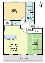フォブール高松西 2LDKの間取図画像