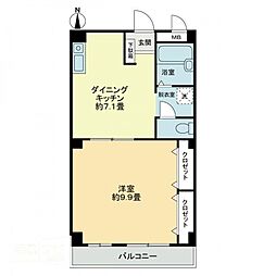フィネス秋桜 1DKの間取図画像
