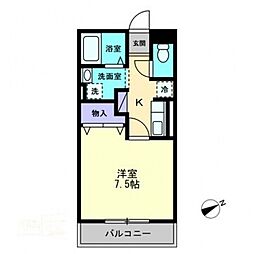 フォレストレガシー 1Kの間取図画像