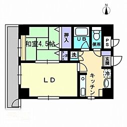 アルカディア西内町 2Kの間取図画像