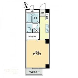 フォブールKS 1Kの間取図画像