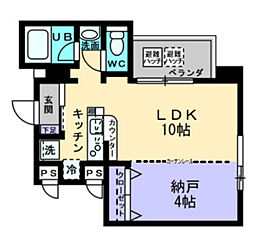 コリドール中央 1LDKの間取図画像