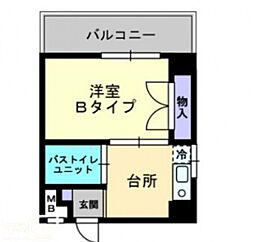 アルファ桜町 1Kの間取図画像