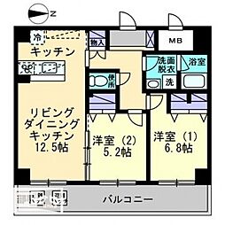 ル・マレNishikimachi 2LDKの間取図画像